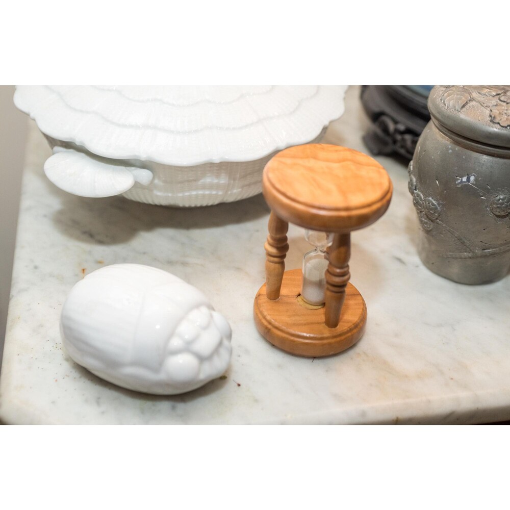 Vintage Wooden Hourglass Egg Game Timer w Sand Party Accessory